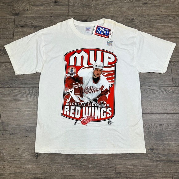 Vintage Detroit Red Wings Shirt Adult XL Nicklas Lidstrom MVP 2002 White NWT - Picture 1 of 7